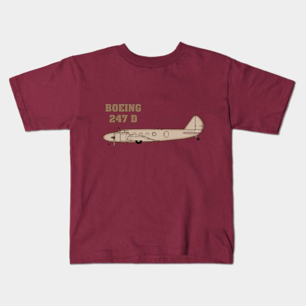 Boeing 247 D Kids T-Shirt by Caravele